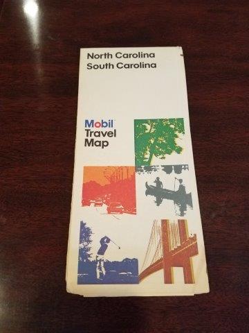 1977 Mobil North Carolina South Carolina Road Map