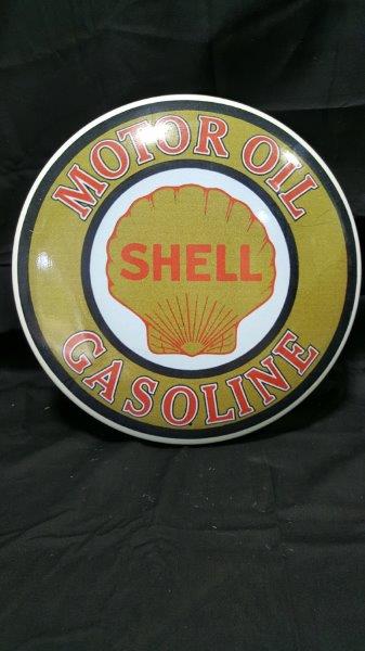 Shell Gasoline Metal Clamshell Domed Button Sign