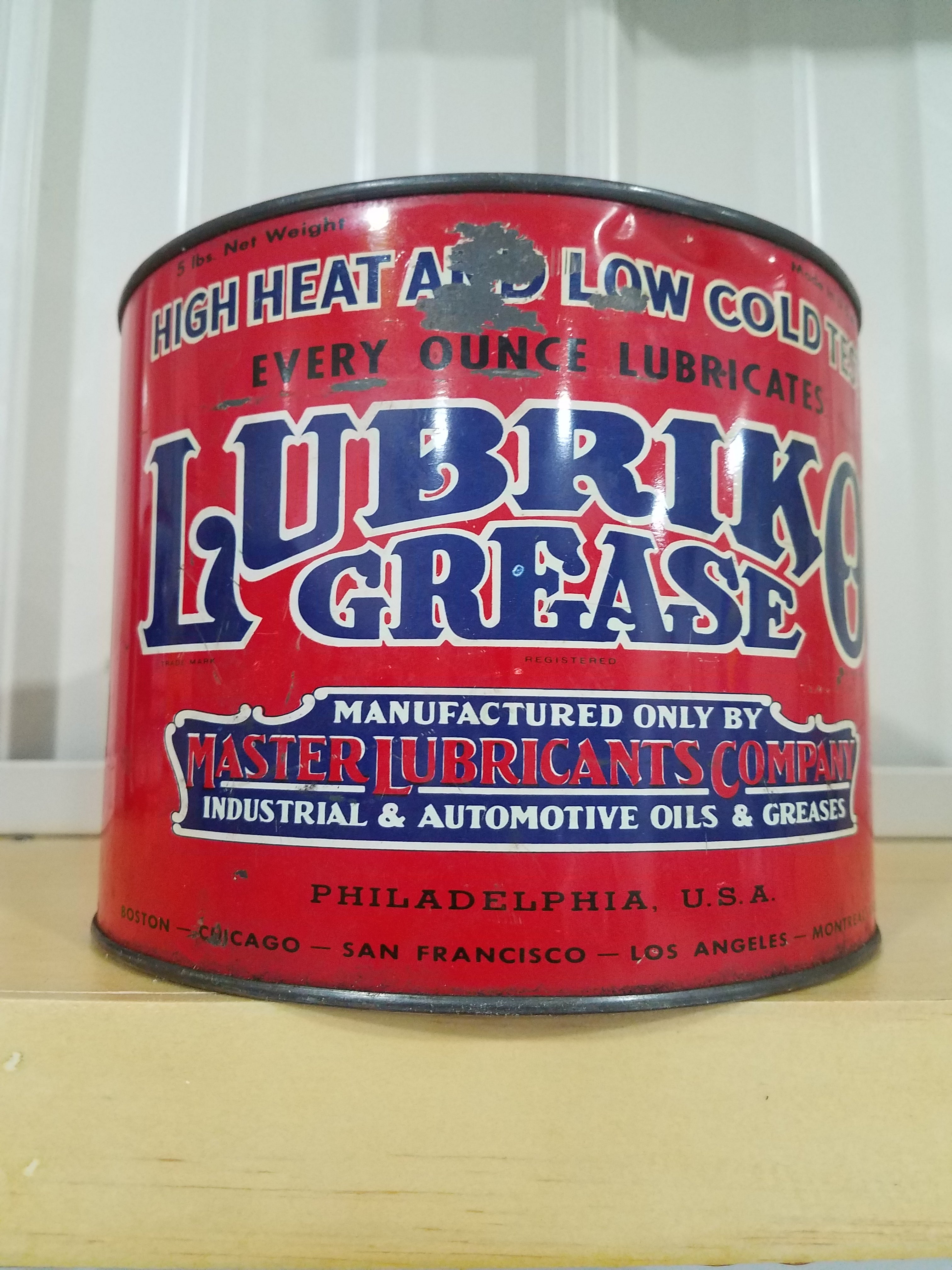 Lubriko Empty Metal 5 Lb Grease Can