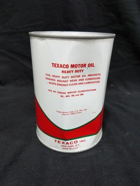 1960s Texaco Motor Oil Full One Quart Metal Can