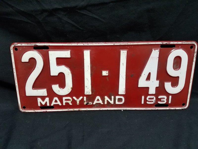 1931 Maryland License Plate
