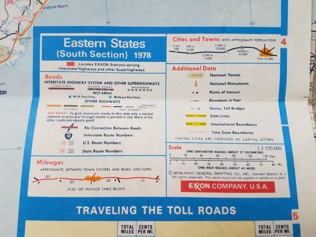 1978 Exxon Eastern US Road Map