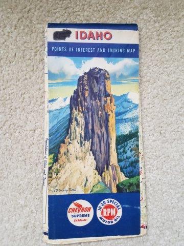 1954 Chevron RPM Motor Oil Idaho Road Map