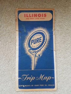 1951 Pure Oil Illinois Trip Map