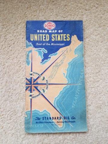 1950s Standard Oil Sohio Road Map of US East of Mississippi