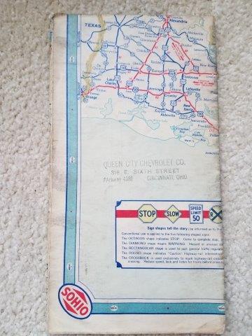 1950s Standard Oil Sohio Road Map of US East of Mississippi