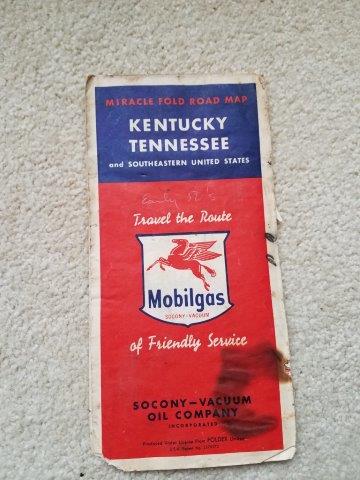 1950s Mobilgas Kentucky, Tennessee, & Southeast US Road Map