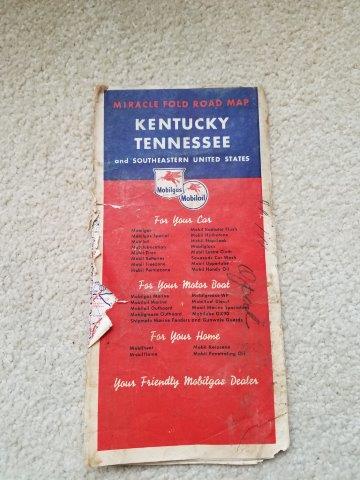 1950s Mobilgas Kentucky, Tennessee, & Southeast US Road Map