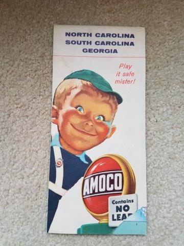 1957 Amoco North Carolina, South Carolina, & Georgia Road Map