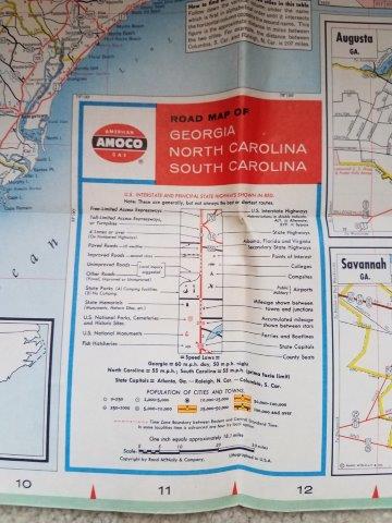 1957 Amoco North Carolina, South Carolina, & Georgia Road Map