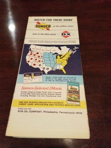 1970-1971 Sunoco Sun Oil Company DX Eastern US Road Map