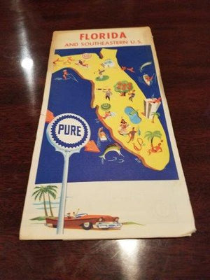 1963 Pure Oil Florida and Southeastern US Road Map