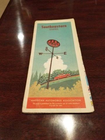 1955 AAA Arknasas, Louisiana, and Mississippi Road Map – Top Down  Automobilia