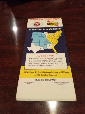 1969-1970 Sunoco Sun Oil Company DX North Carolina & South Carolina Road Map