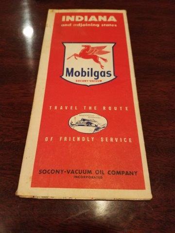 1940s Mobilgas Socony-Vacuum Indiana Road Map