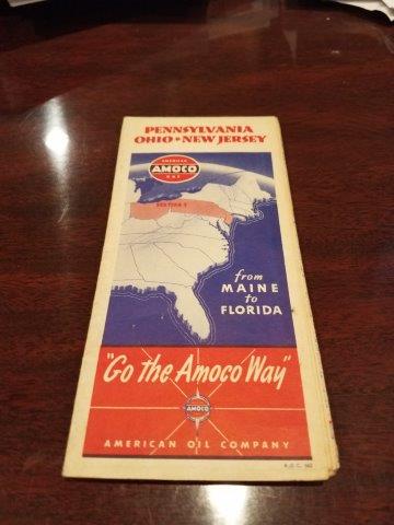 1940 Amoco Pennsylvania, Ohio, New Jersey Road Map