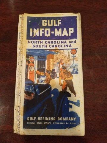 1934 Gulf Oil North Carolina and South Carolina Info-Map