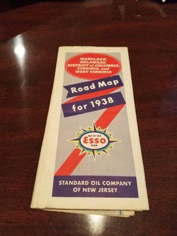 1938 Esso Maryland, Delaware, District of Columbia, Virginia, and West VA Road Map