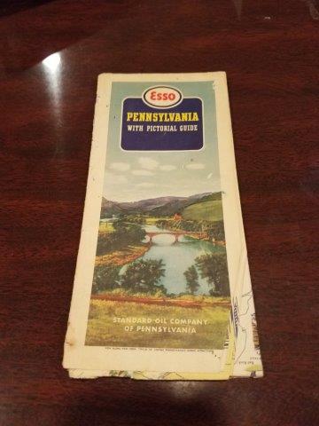 1940s Esso Pennsylvania with Pictoral Guide Road Map