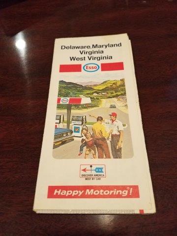 1969 Esso Delaware Maryland Virginia West VA Road Map