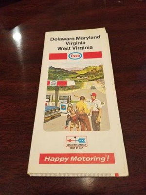 1969 Esso Delaware Maryland Virginia West VA Road Map