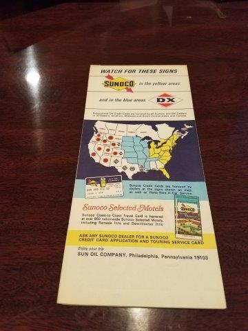 1970-1971 Sunoco Sun Oil Company DX Eastern US Road Map