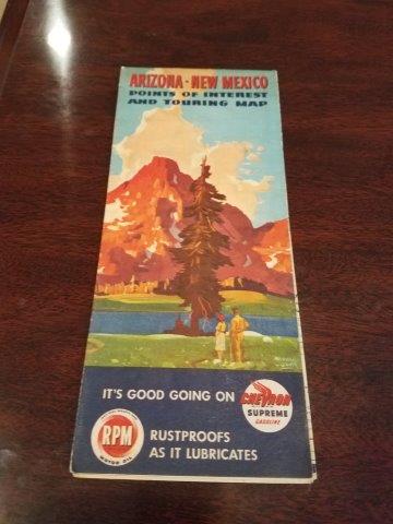 1947 Chevron RPM Motor Oil Arizona New Mexico Road Map