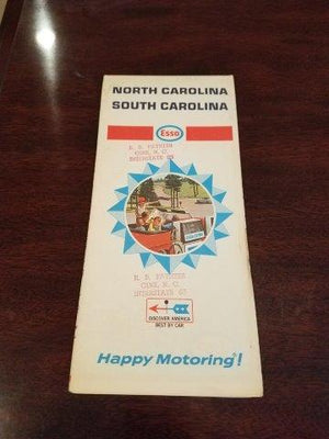 1967 Esso North Carolina South Carolina Road Map