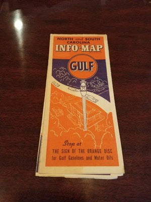 1930s Gulf Oil North and South Carolina Info-Map