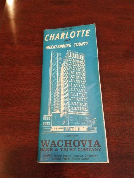 1965 Wachovia Bank Charlotte and Mecklenvberg County Map