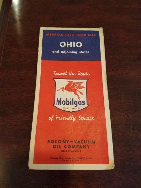 1950s Mobilgas Ohio Road Map