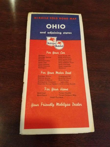 1950s Mobilgas Ohio Road Map
