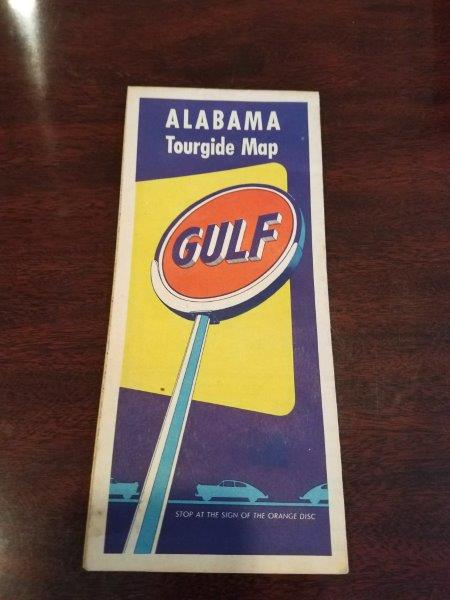 1950s Gulf Oil Alabama Tourguide Map