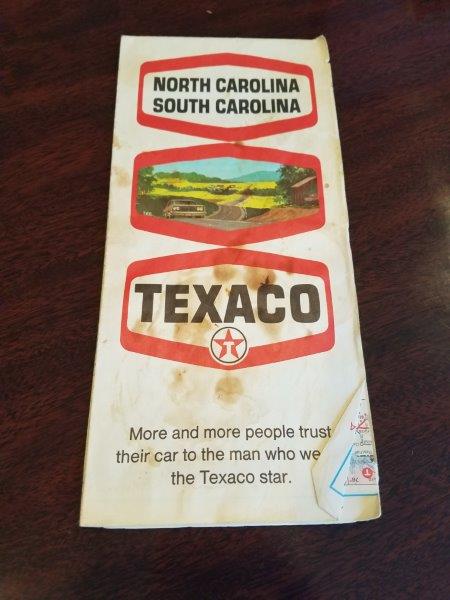 1970 Texaco North Carolina/South Carolina Road map