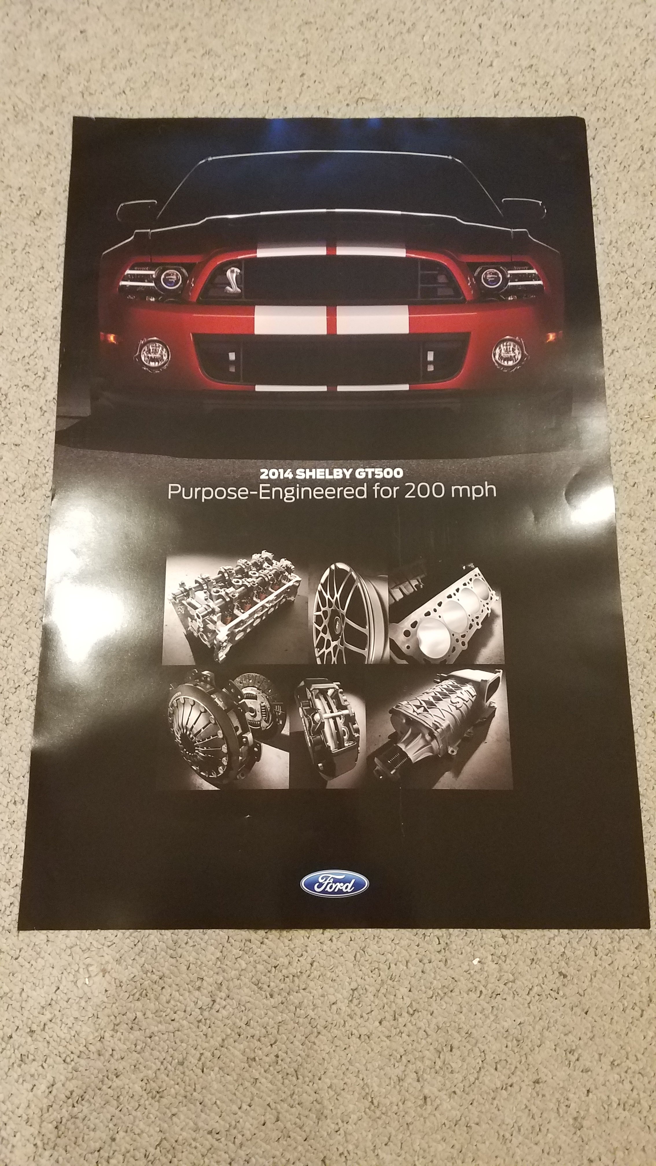 Ford Dealer 2014 Shelby Mustang GT 500 Double Sided Poster 24" x 36"