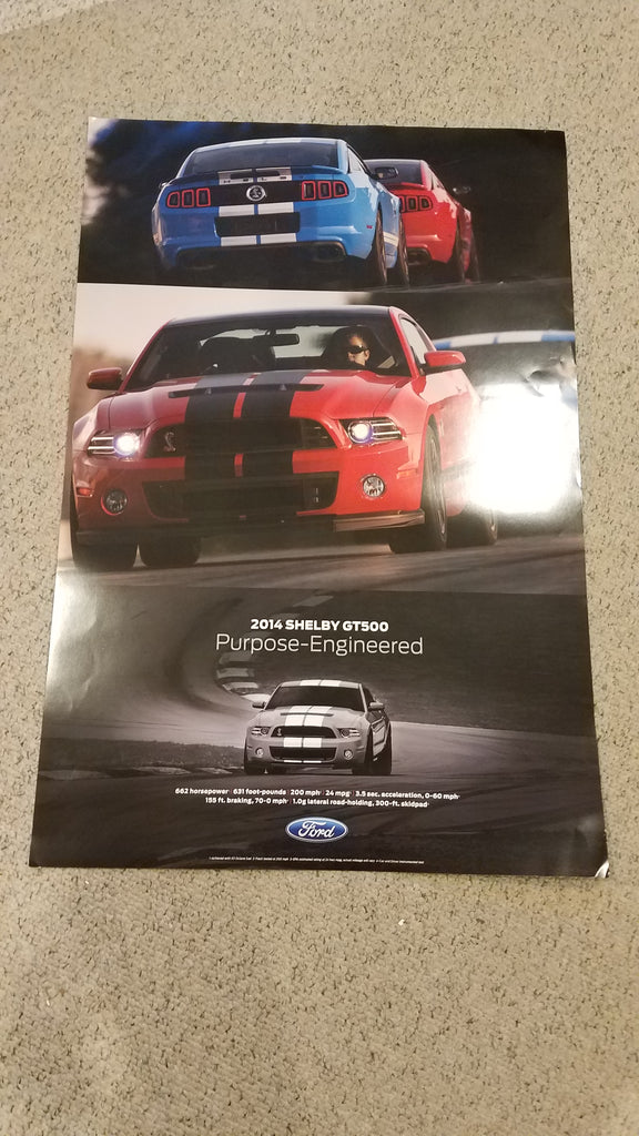 Ford Dealer 2014 Shelby Mustang GT 500 Double Sided Poster 24" x 36"
