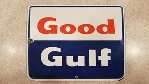 Good Gulf Porcelain Sign Pump Plate 8.5" x 11"
