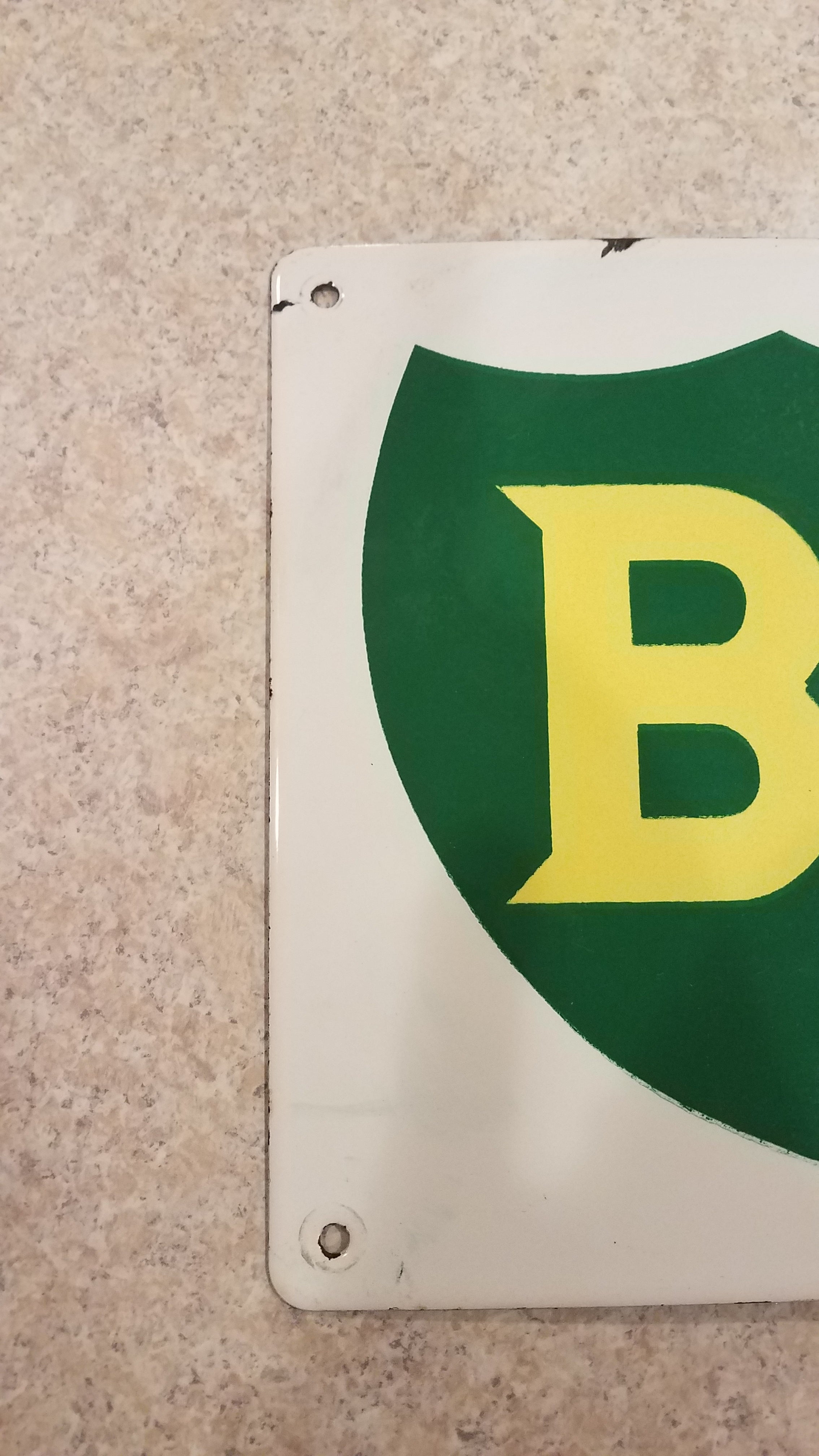 BP British Petroleum Porcelain Pump Plate Sign 8.5" x 8.5"