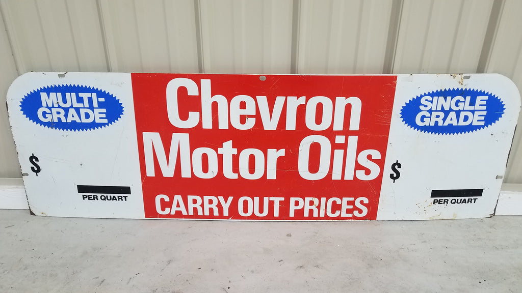 Chevron Motor Oils Double Sided Metal Sign 51 1/2" x 16"
