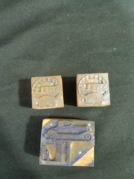 Vintage Shell Oil Logo Letterpress Print Blocks (lot of 3)