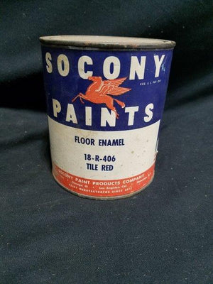 Socony Paints Quart Full Metal Can with Pegasus Logo