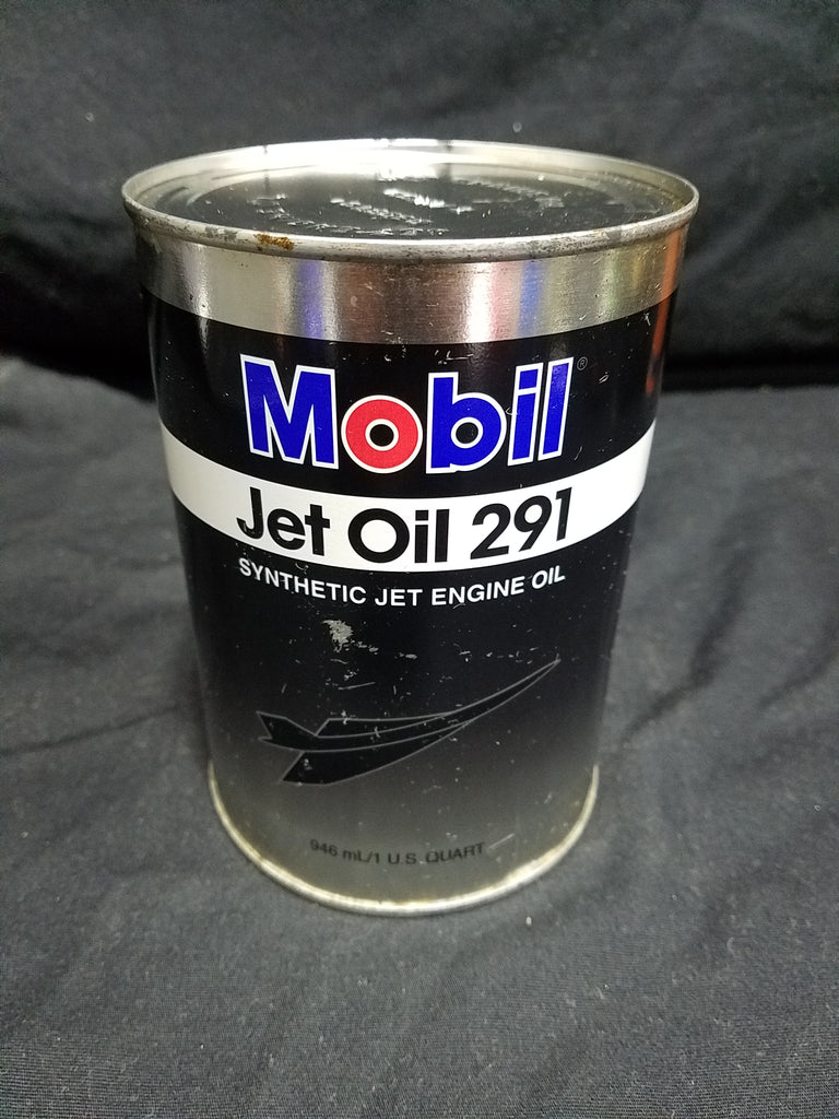Mobil Jet Oil 291 Full Quart Metal Oil Can (Black Label)