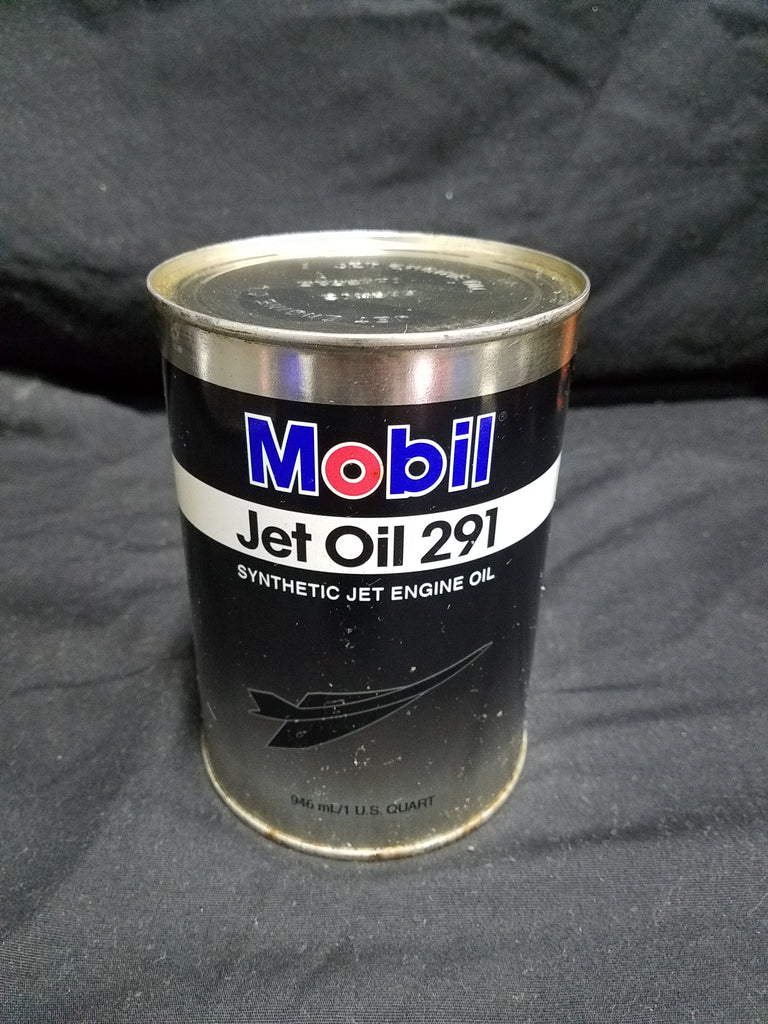 Mobil Jet Oil 291 Full Quart Metal Oil Can (Black Label)