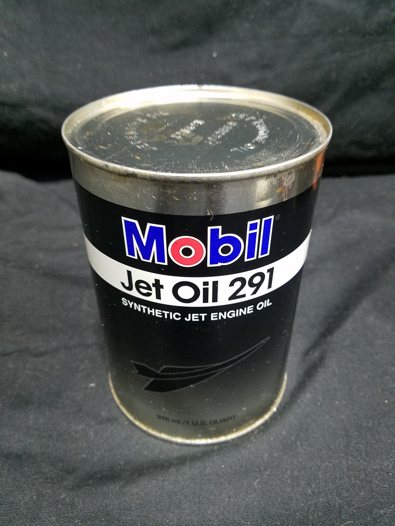 Mobil Jet Oil 291 Full Quart Metal Oil Can (Black Label)