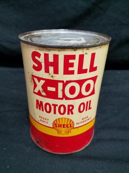 Shell X-100 Full Quart Motor Oil Can