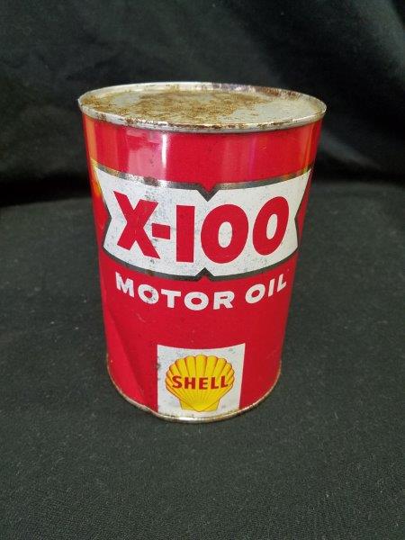 Shell X-100 Empty Quart Motor Oil Can