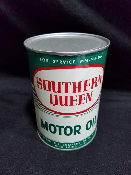 Southern Queen Empty NOS Quart Metal Motor Oil Can