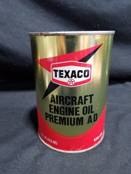 Texaco Aircraft Engine Oil Quart Empty Metal Motor Oil Can