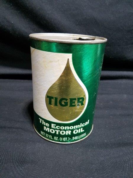 Lion Oil Tiger Quart "The Economical" Motor Oil Can
