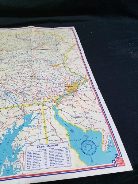 Atlantic White Flash 1940s PA & NJ Road Map